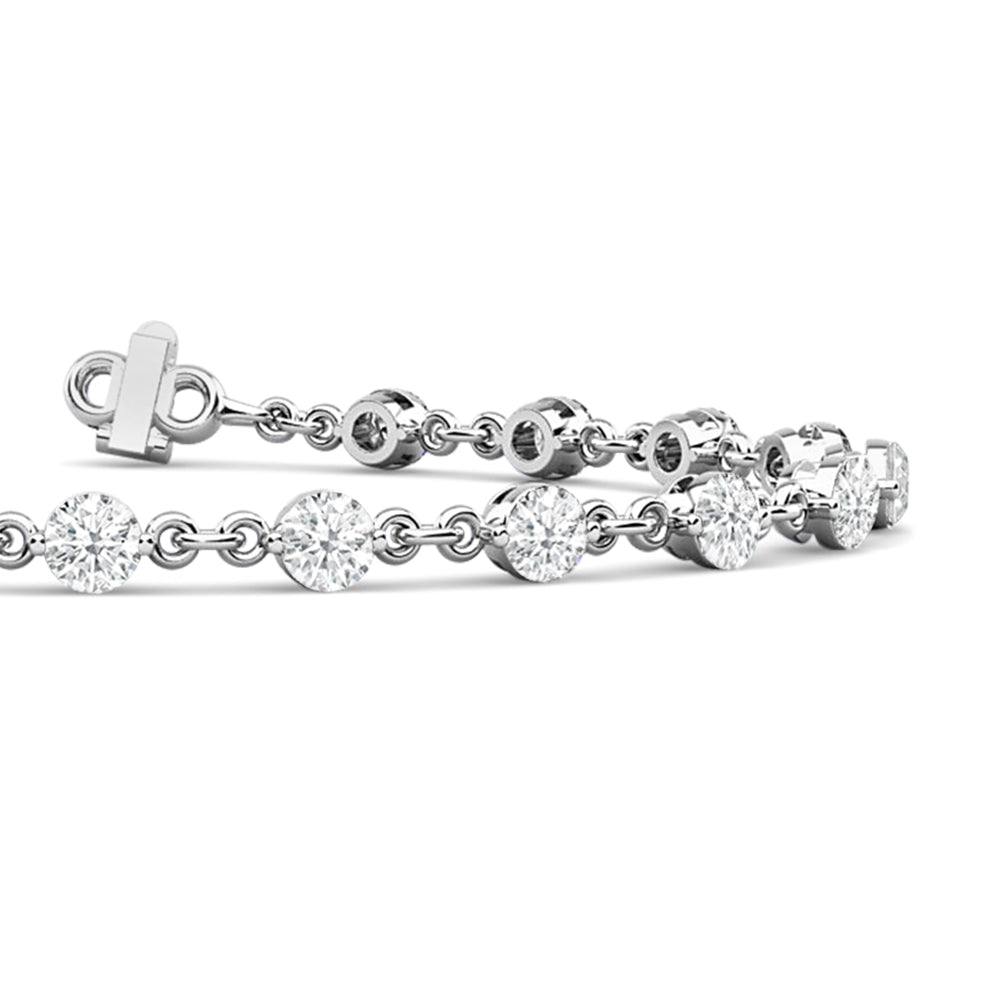 Lab Diamond Chain Link Bracelet with 4 1/4 Cut Diamond in 14KT White Gold view 2
