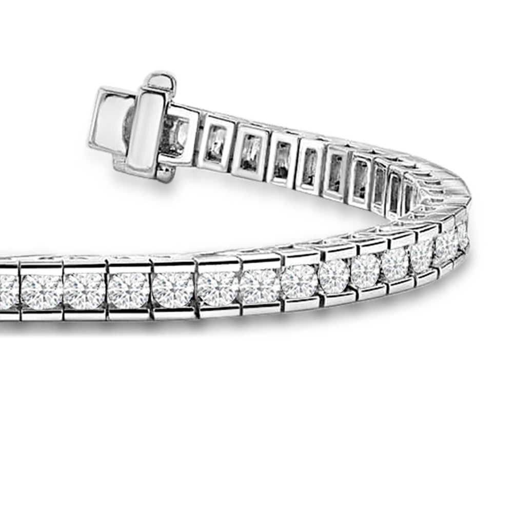 Bar Channel Set Lab Diamond Tennis Bracelet with 3 5/8 Cut Diamond in 14KT White Gold view 2

