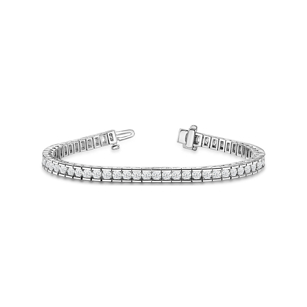 Bar Channel Set Lab Diamond Tennis Bracelet with 4 3/4 Cut Diamond in 14KT White Gold view 1
