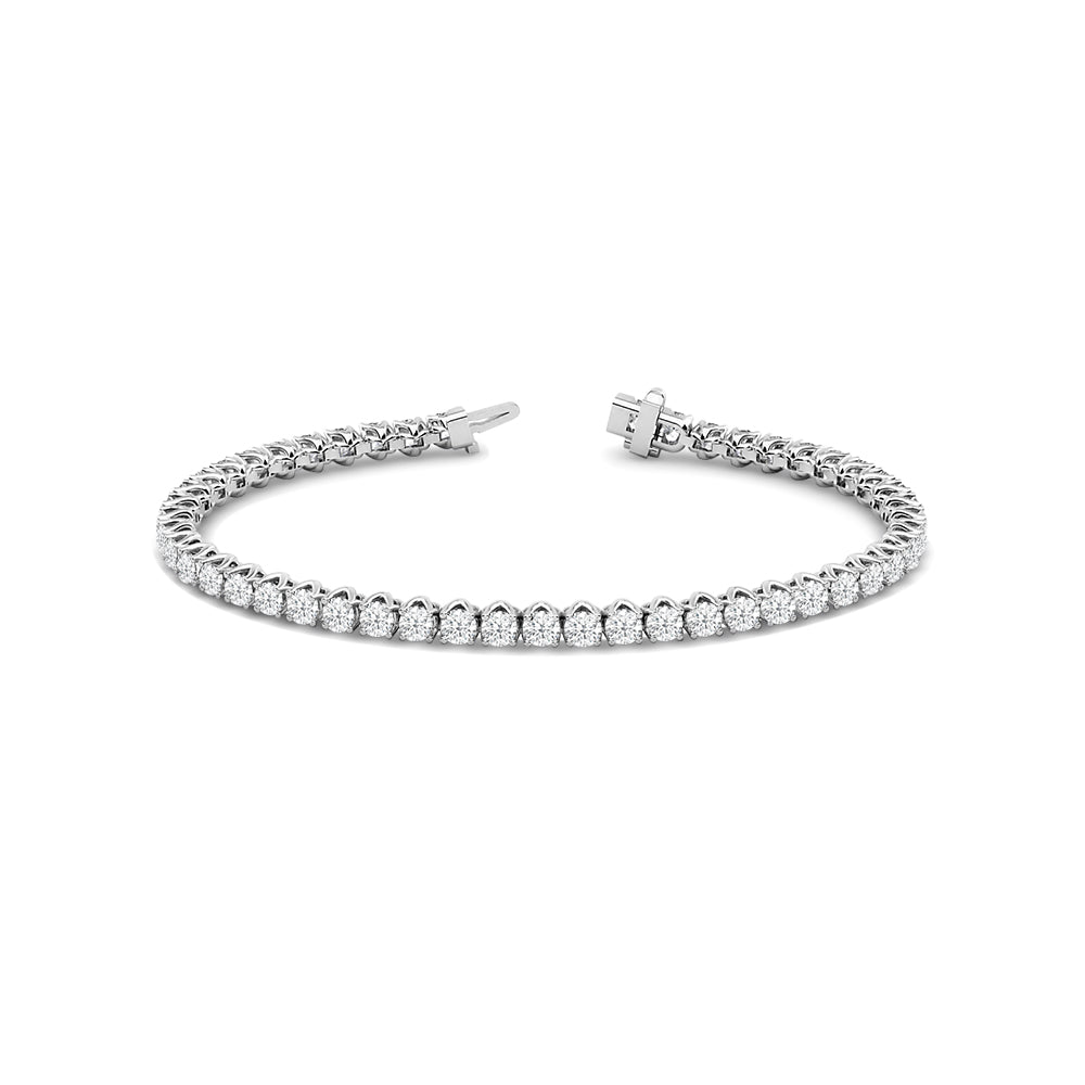 Tulip Prong Round Lab Diamond Tennis Bracelet with 5 Cut Diamond in 14KT White Gold view 1
