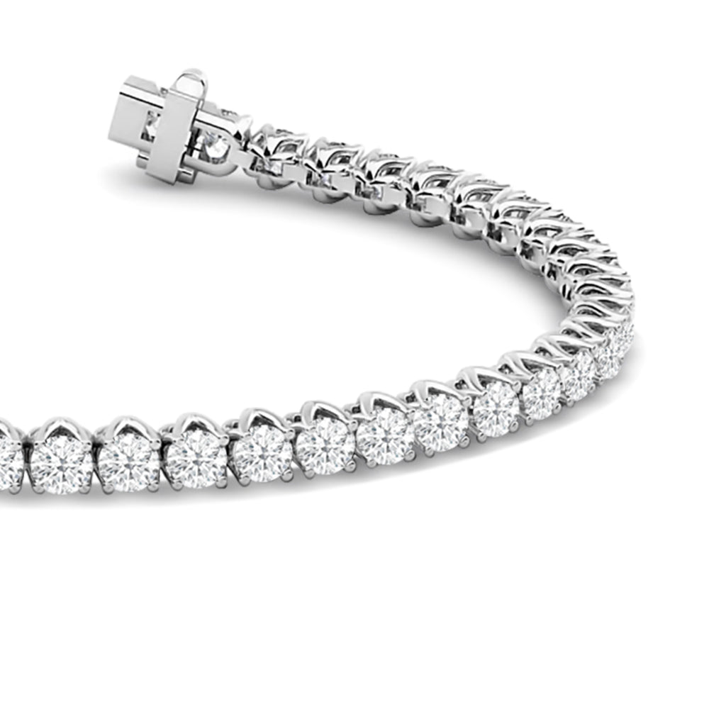Tulip Prong Round Lab Diamond Tennis Bracelet with 5 Cut Diamond in 14KT White Gold view 2

