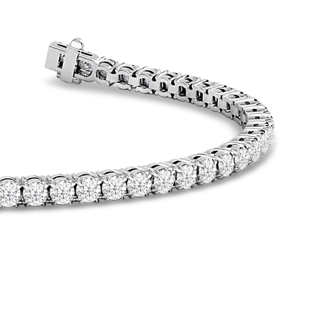 4-Prong Lab Diamond Bud Tennis Bracelet with 9 1/2 Cut Diamond in 14KT White Gold view 2
