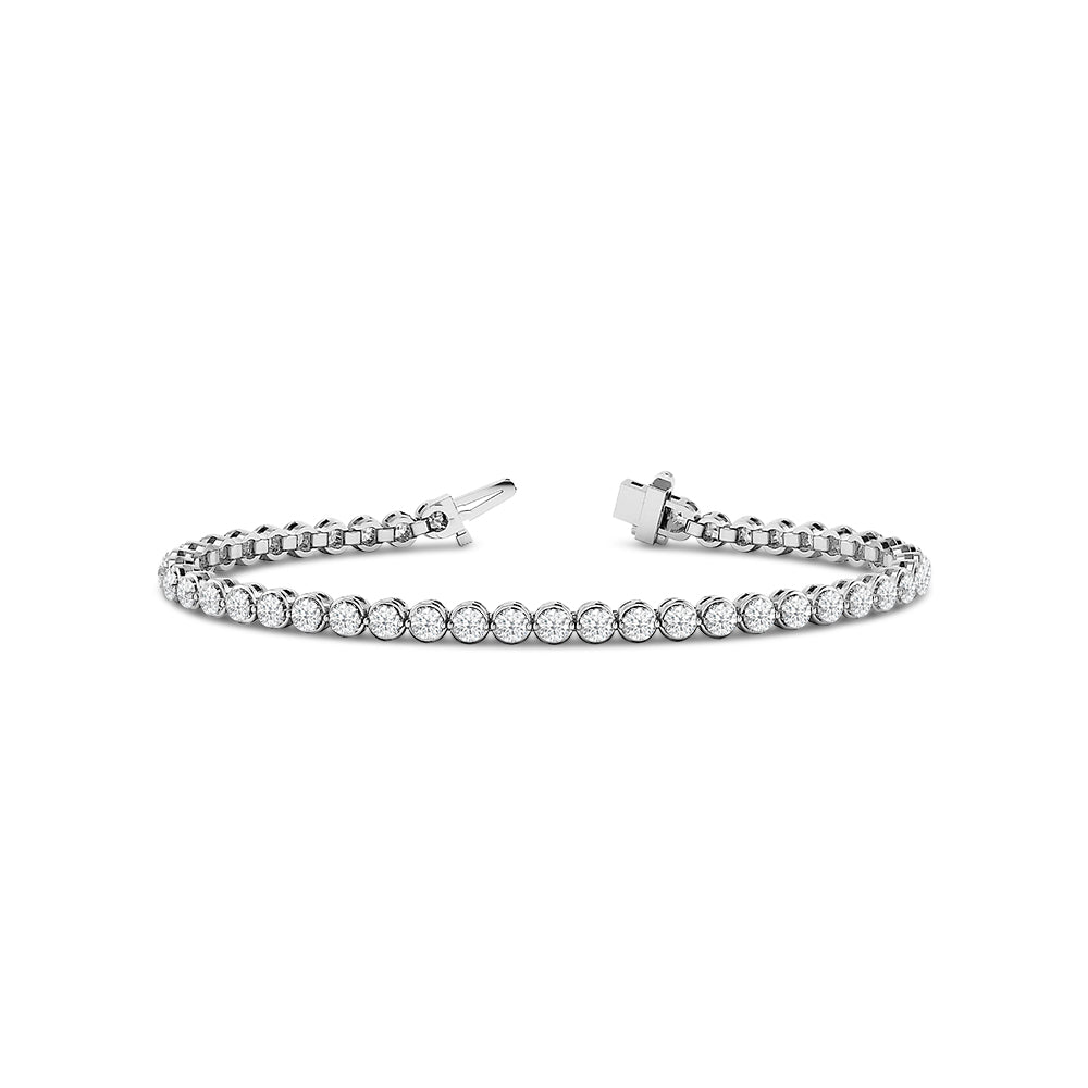 Single Row 2-Prong Round Lab Diamond Tennis Bracelet with 1 3/4 Cut Diamond in 14KT White Gold view 1
