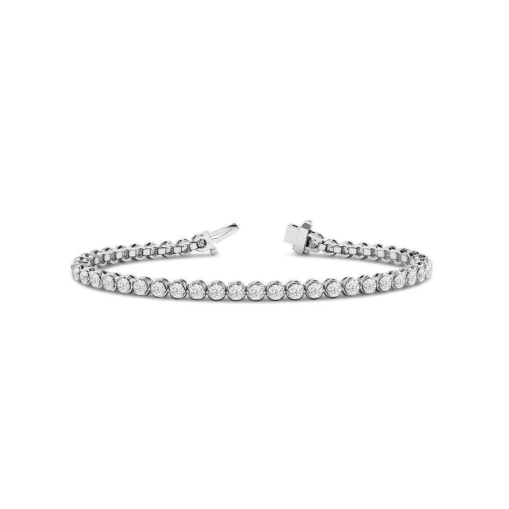 Single Row 2-Prong Round Lab Diamond Tennis Bracelet with 2 3/4 Cut Diamond in 14KT White Gold view 1

