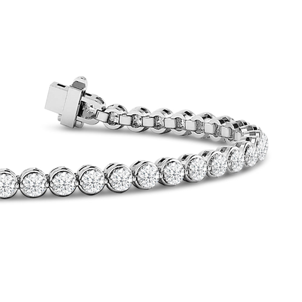 Single Row 2-Prong Round Lab Diamond Tennis Bracelet with 2 3/4 Cut Diamond in 14KT White Gold view 2
