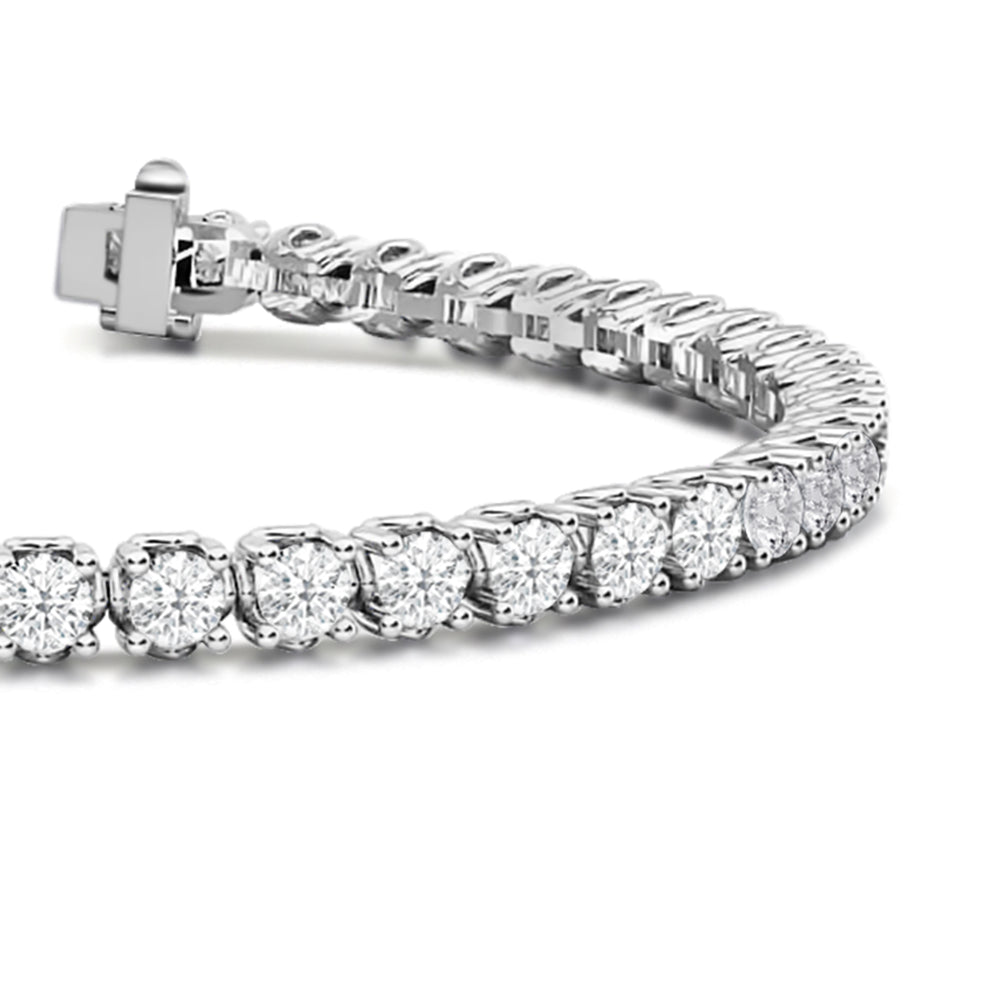 Lotus Prong Round Lab Diamond Tennis Bracelet with 6 3/4 Cut Diamond in 14KT White Gold view 2
