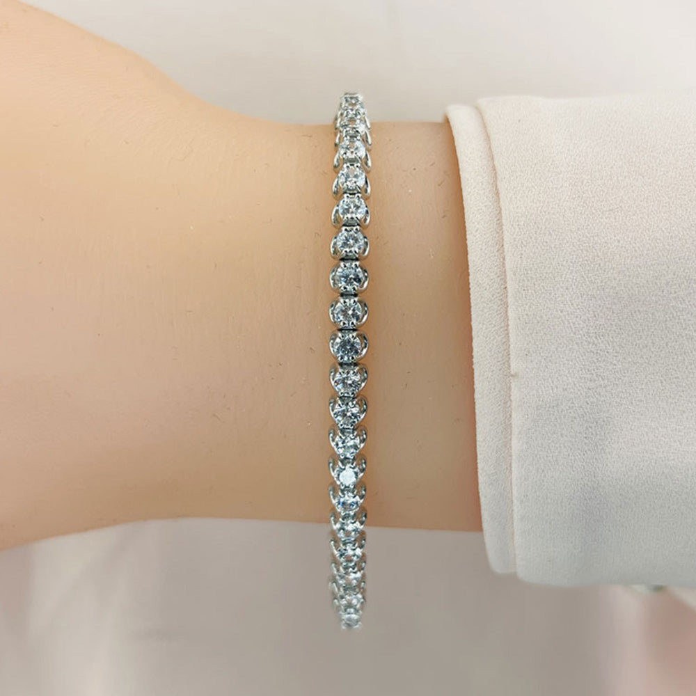 Floating U-Prong Lab Diamond Tennis Bracelet with 4 Cut Diamond in 14KT White Gold view 5
