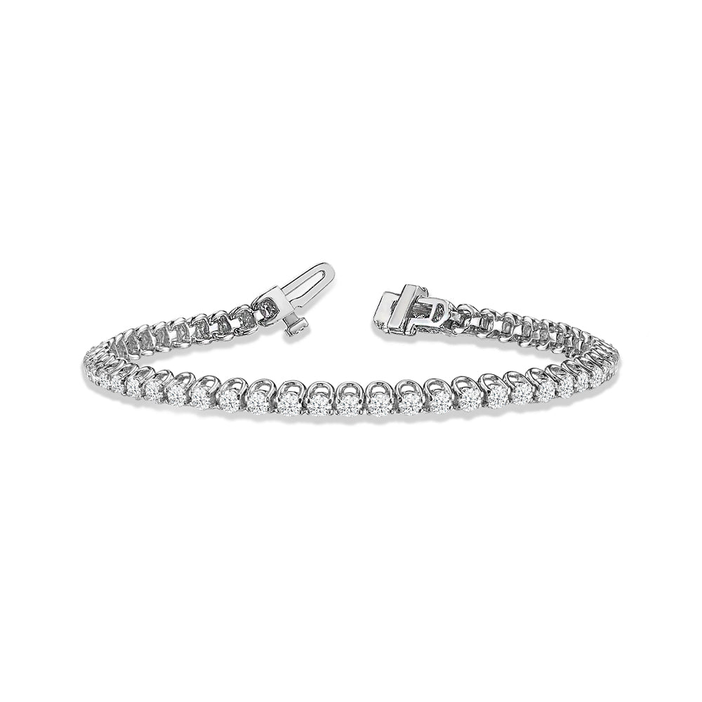 Floating U-Prong Lab Diamond Tennis Bracelet with 4 Cut Diamond in 14KT White Gold view 1
