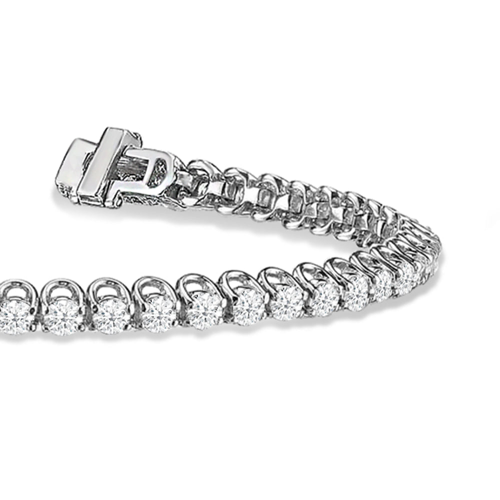 Floating U-Prong Lab Diamond Tennis Bracelet with 4 Cut Diamond in 14KT White Gold view 2
