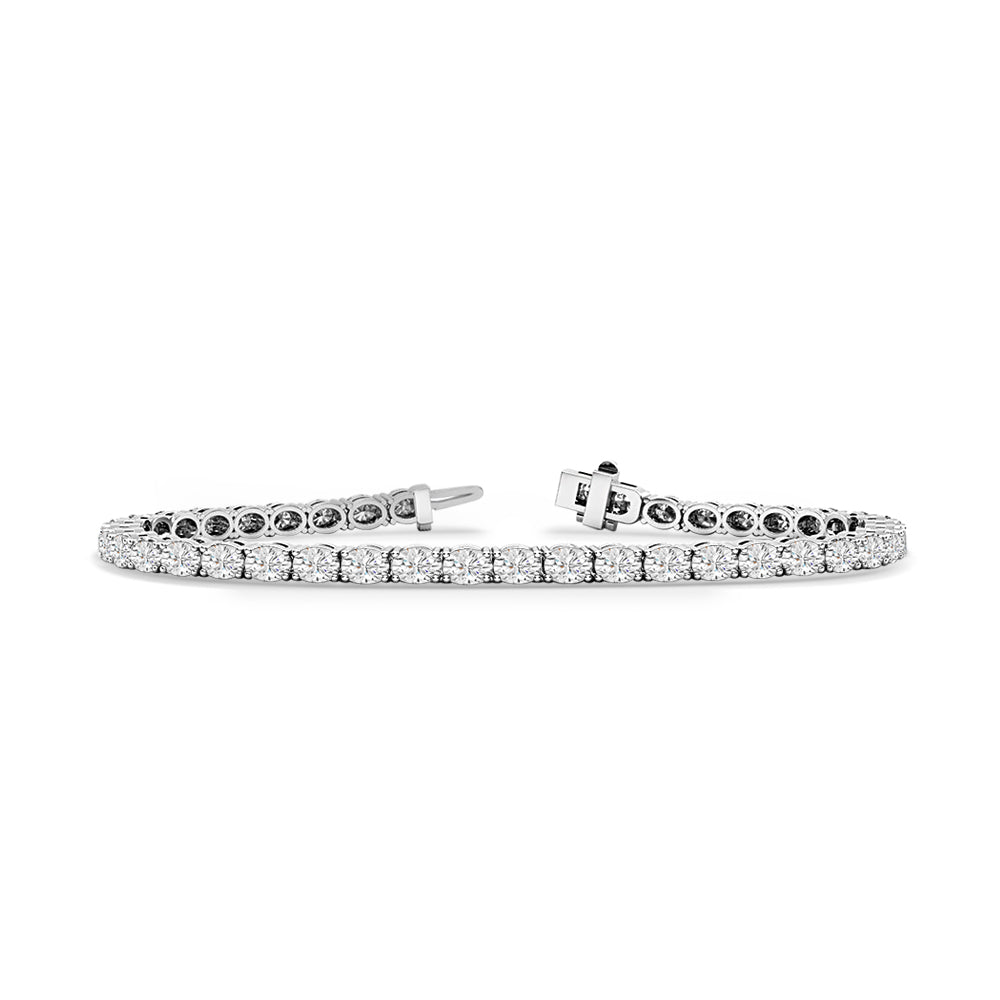 Oval Basket Diamond Tennis Bracelet with 5 Cut Diamond in 14KT White Gold view 1
