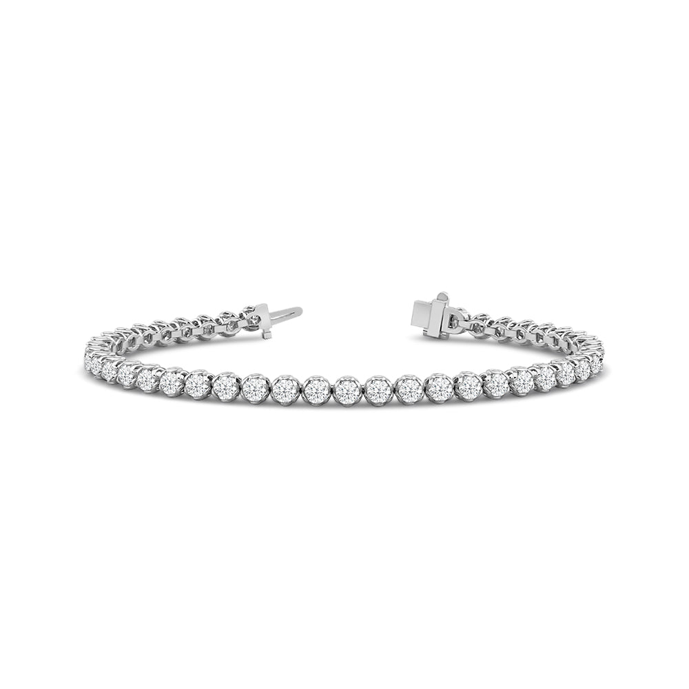 Leaf Basket Lab Diamond Tennis Bracelet with 2 5/8 Cut Diamond in 14KT White Gold view 1

