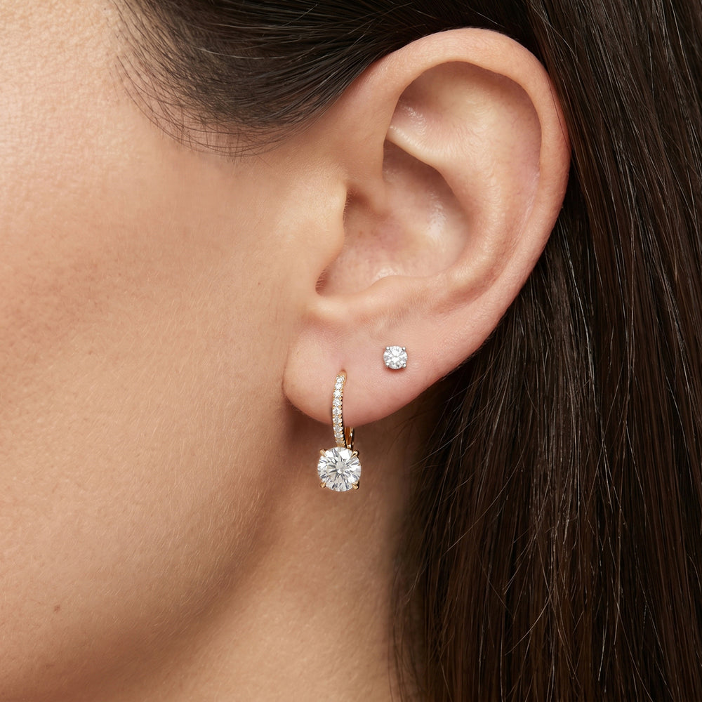 The W Pavé Earrings with 18KT White Gold / Lab / 2 1/10 Cut Diamond in 14KT White Gold / Lab / 2 1/10 view 3
