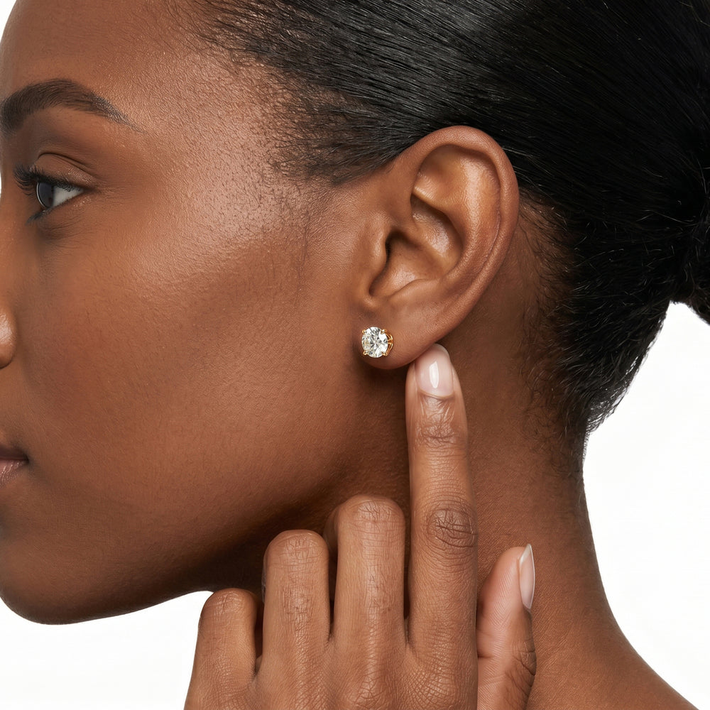 The W Studs with 18KT White Gold / Lab / 4 Cut Diamond in 14KT White Gold / Lab / 4 view 2
