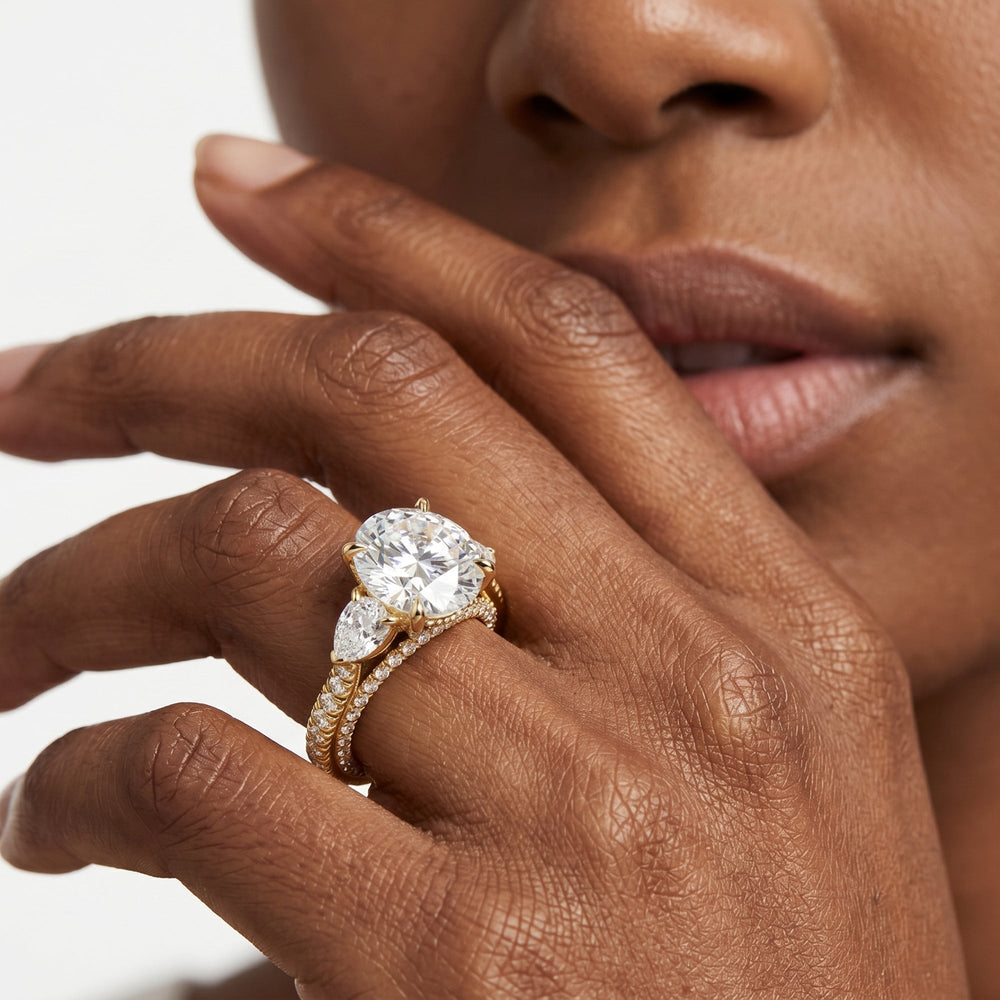 The W Crest Engagement Ring with Oval Cut Diamond in 14KT Platinum view 3
