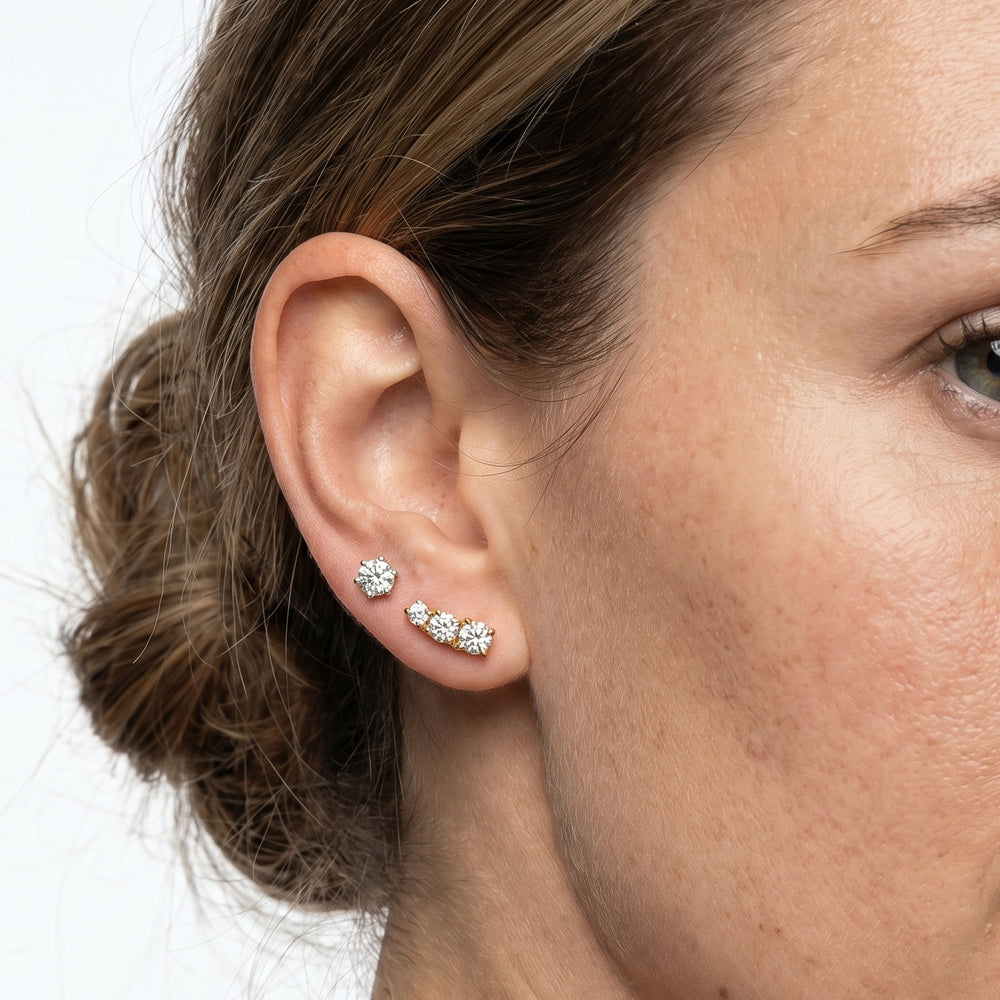 The Lila Mini Climbers with 14KT White Gold / Lab / 1/4 Cut Diamond in 14KT White Gold / Lab / 1/4 view 3
