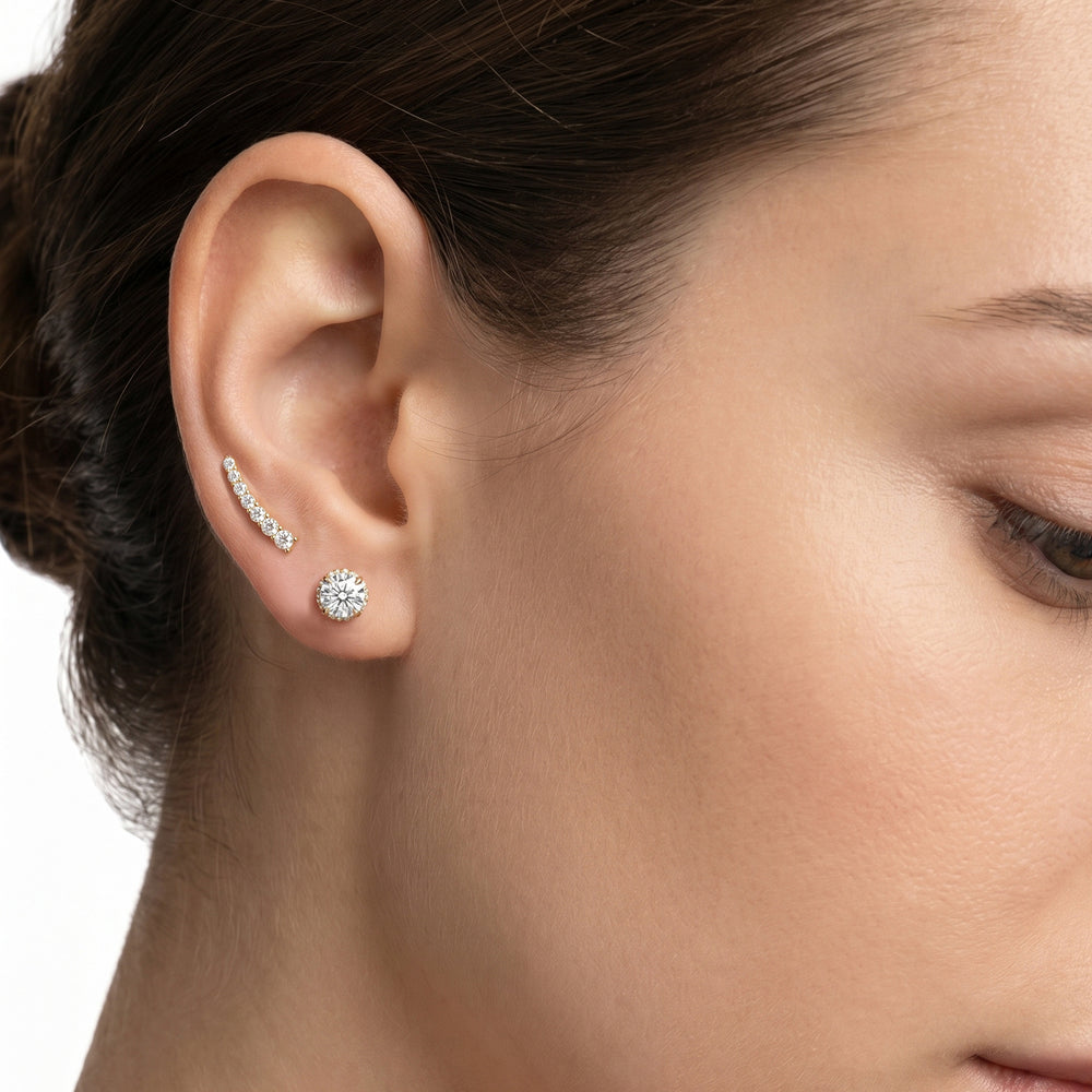 The Chrysler Studs with 18KT Rose Gold / Lab / 2 1/4 Cut Diamond in 14KT Rose Gold / Lab / 2 1/4 view 3
