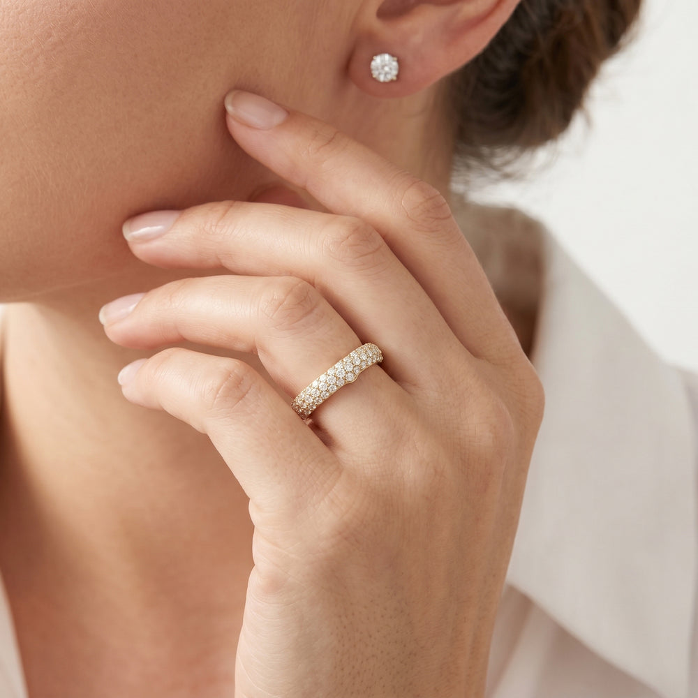 The W Radiance Diamond Wedding Band with Platinum Cut Diamond in 14KT Platinum view 4

