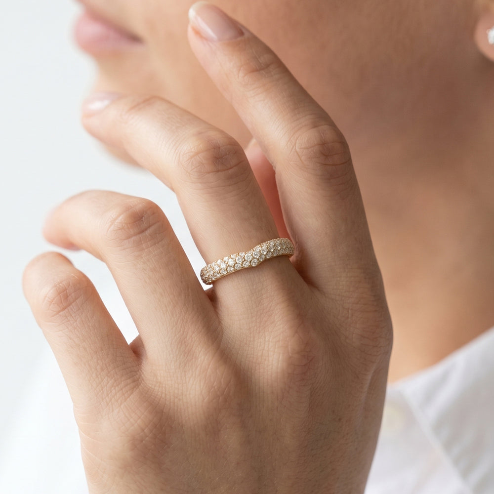 The W Radiance Diamond Wedding Band with Platinum Cut Diamond in 14KT Platinum view 2
