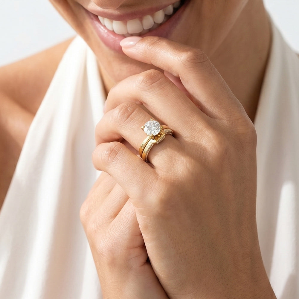 The W Legend Diamond Wedding Band with 18KT Yellow Gold Cut Diamond in 14KT Yellow Gold view 4
