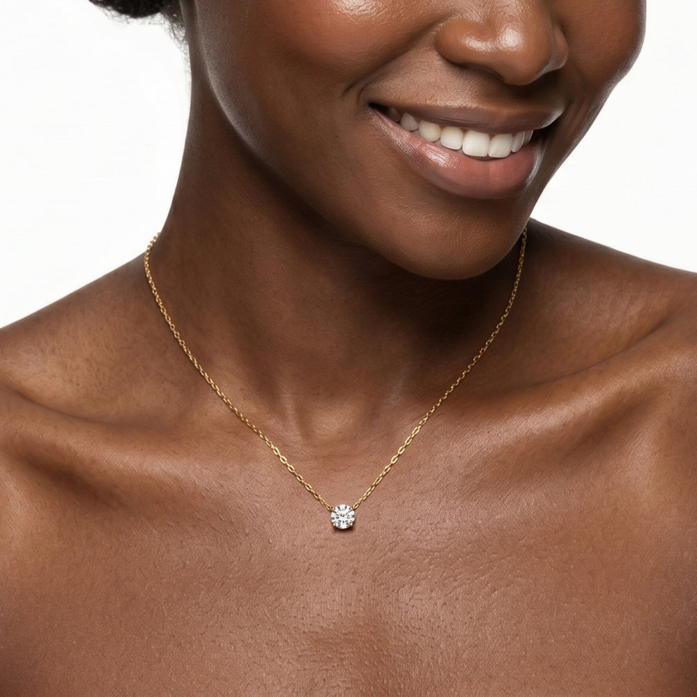 The W Classic Necklace with 14KT White Gold / Lab / 1 Cut Diamond in 14KT White Gold / Lab / 1 view 3
