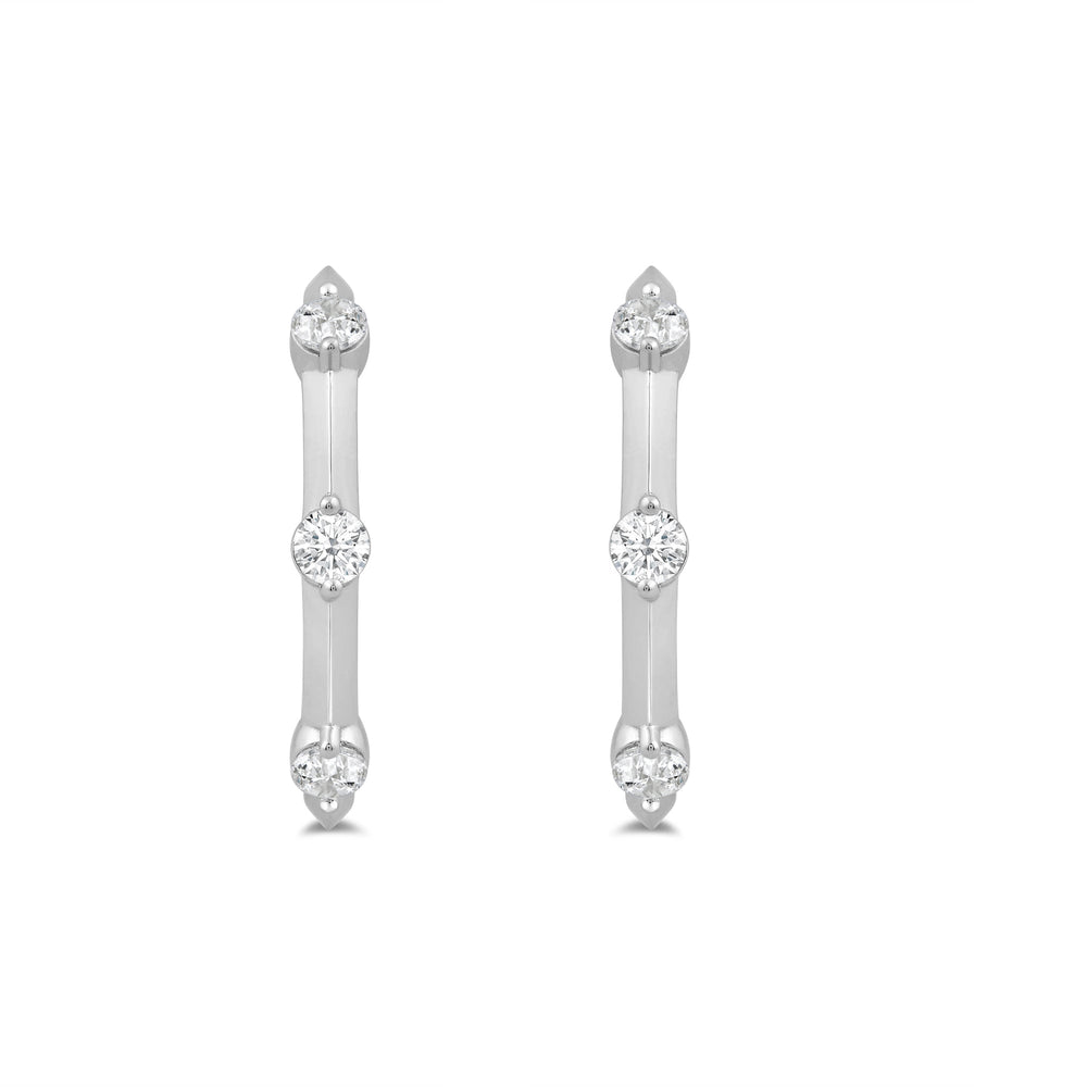 Knife Edge Station Hoops Medium with 14KT White Gold / Lab / 1/2 Cut Diamond in 14KT White Gold / Lab / 1/2 view 2
