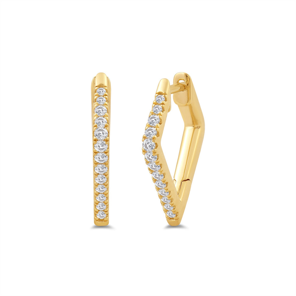 Kite Shape Tapering Diamond Hoop Earrings with 14KT Yellow Gold / Lab / 1/5 Cut Diamond in 14KT Yellow Gold / Lab / 1/5 view 1

