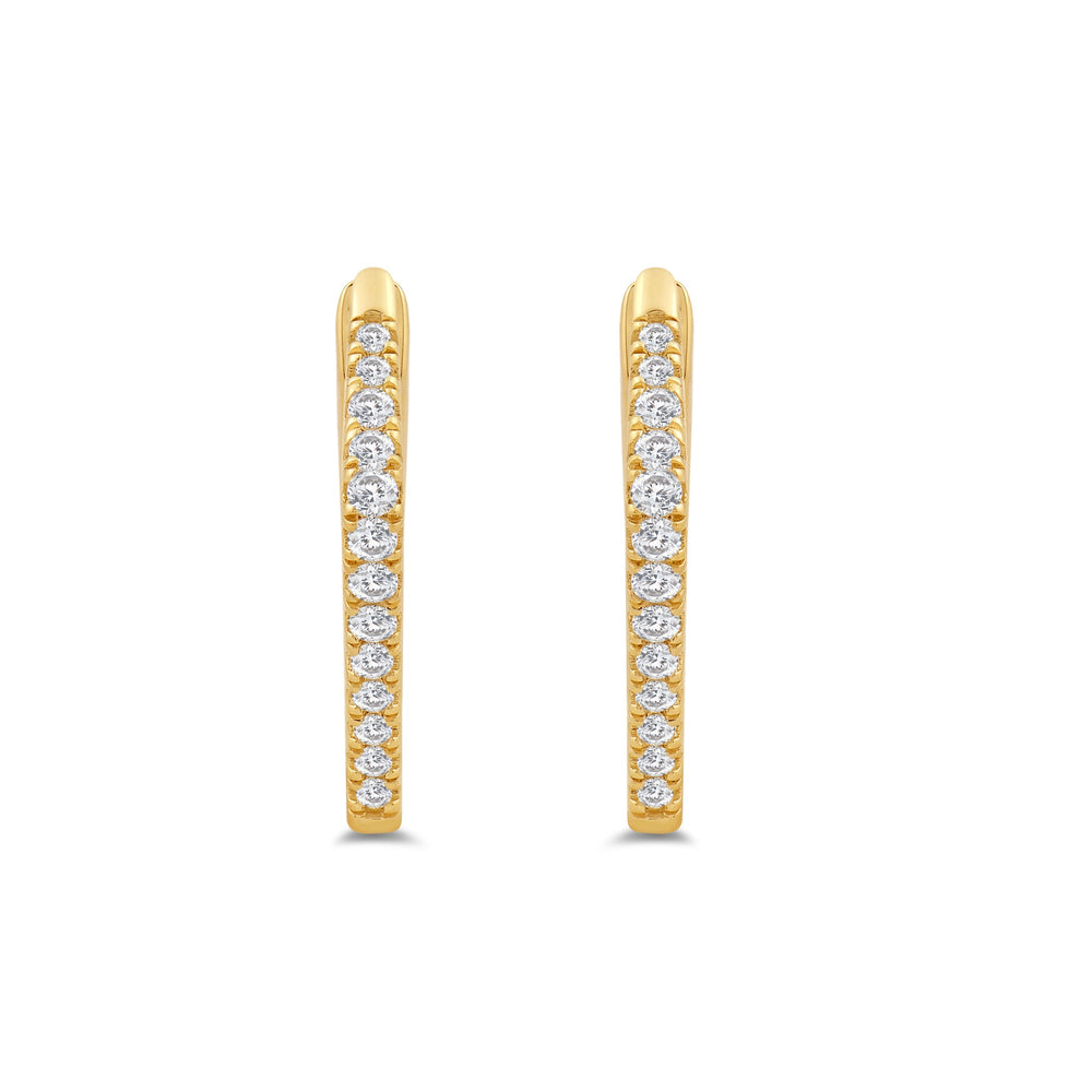 Kite Shape Tapering Diamond Hoop Earrings with 14KT Yellow Gold / Lab / 1/5 Cut Diamond in 14KT Yellow Gold / Lab / 1/5 view 2
