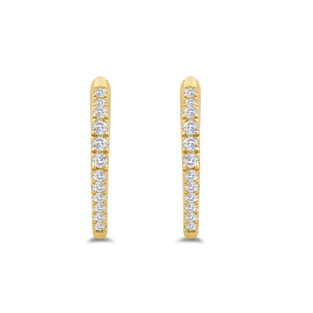Hexagon Shape Tapering Diamond Hoop Earrings with 14KT Yellow Gold / Lab / 1/5 Cut Diamond in 14KT Yellow Gold / Lab / 1/5 view 2
