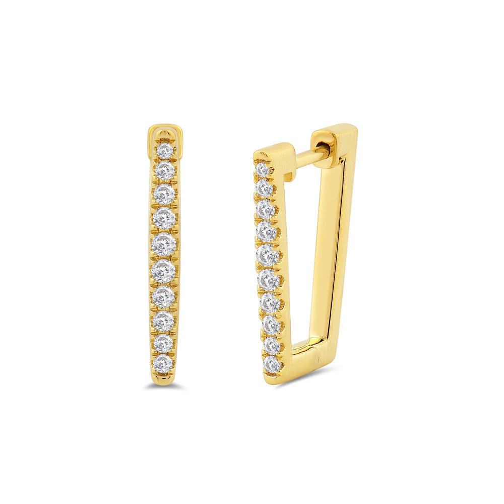 Trapezoid Shape Diamond Tapering Hoop Earrings with 14KT Yellow Gold / Lab / 1/5 Cut Diamond in 14KT Yellow Gold / Lab / 1/5 view 1
