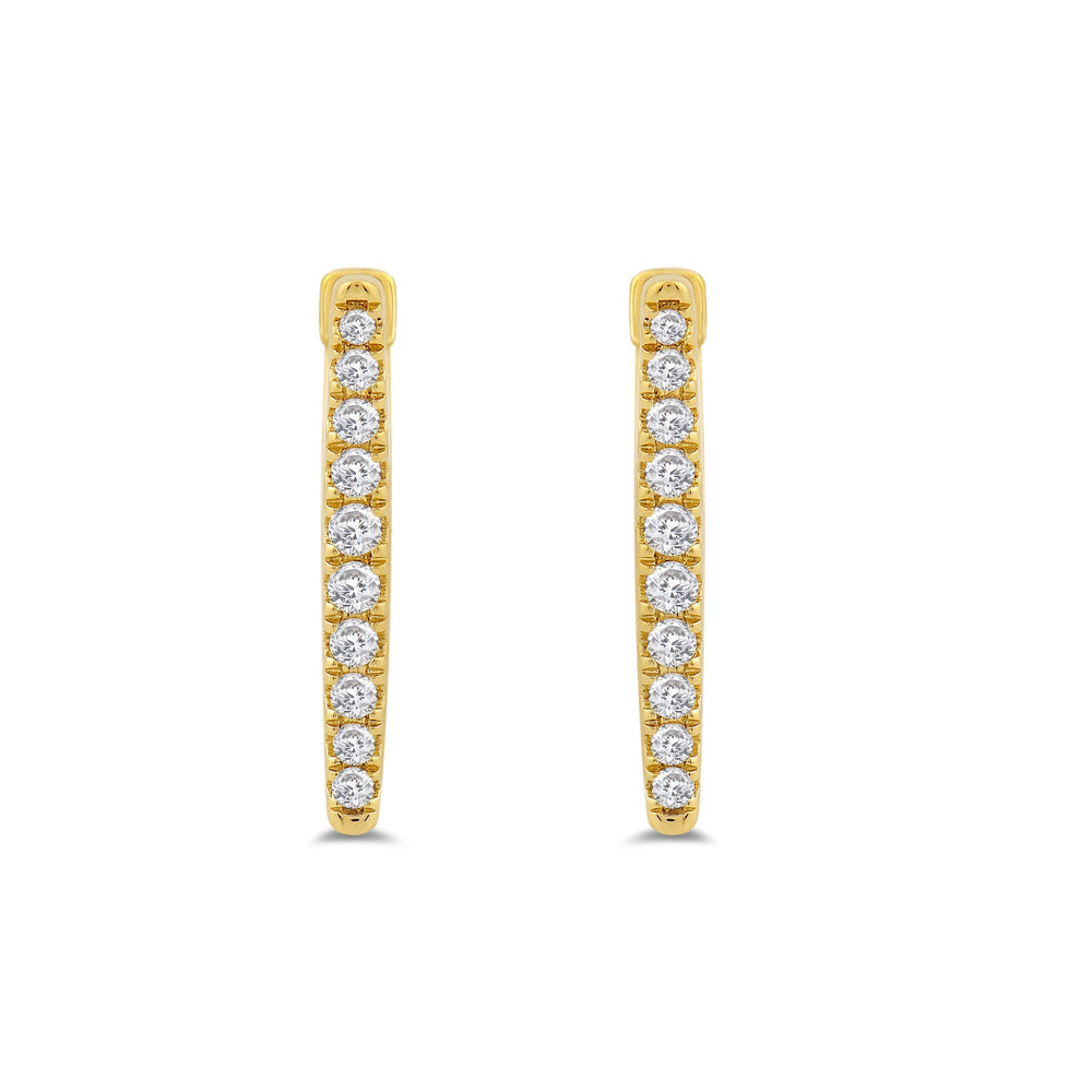 Trapezoid Shape Diamond Tapering Hoop Earrings with 14KT Yellow Gold / Lab / 1/5 Cut Diamond in 14KT Yellow Gold / Lab / 1/5 view 2
