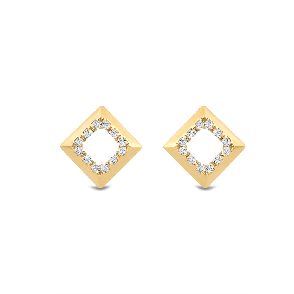 Kite Shape Diamond Accent Earrings with 14KT Yellow Gold / Lab / 1/8 Cut Diamond in 14KT Yellow Gold / Lab / 1/8 view 2
