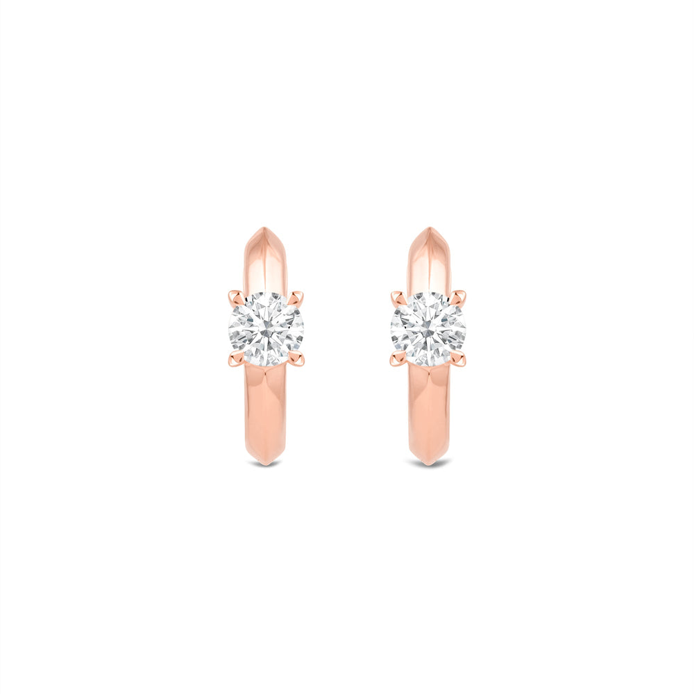 Created Round Solitaire Knife Edge Huggies with 14KT Rose Gold / Lab / 1/2 Cut Diamond in 14KT Rose Gold / Lab / 1/2 view 2
