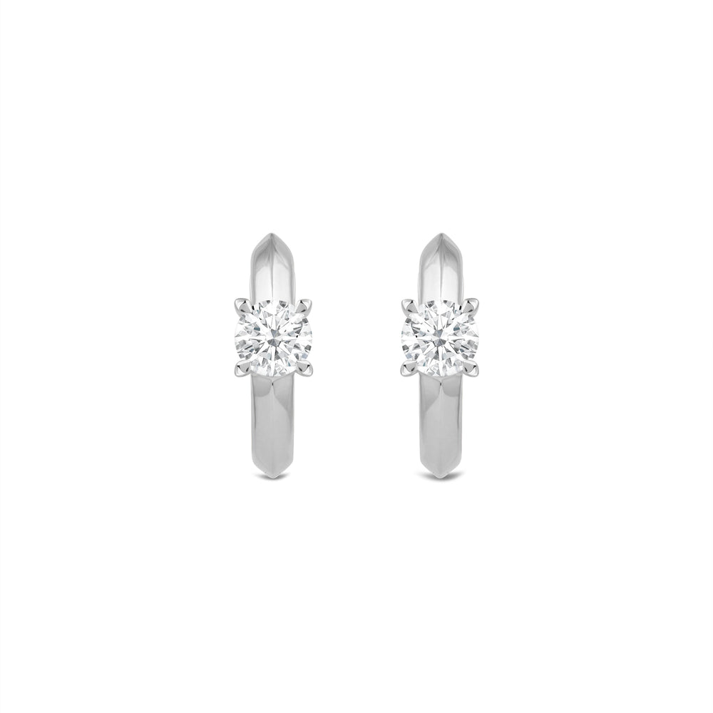 Created Round Solitaire Knife Edge Huggies with 14KT White Gold / Lab / 1/2 Cut Diamond in 14KT White Gold / Lab / 1/2 view 2
