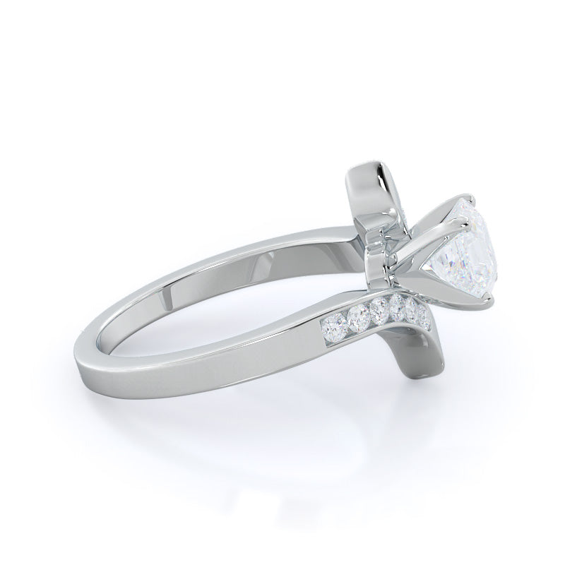 Asscher Cut Tapered Diamond Engagement Ring with Lab Grown Diamond in 14KT Platinum view 3
