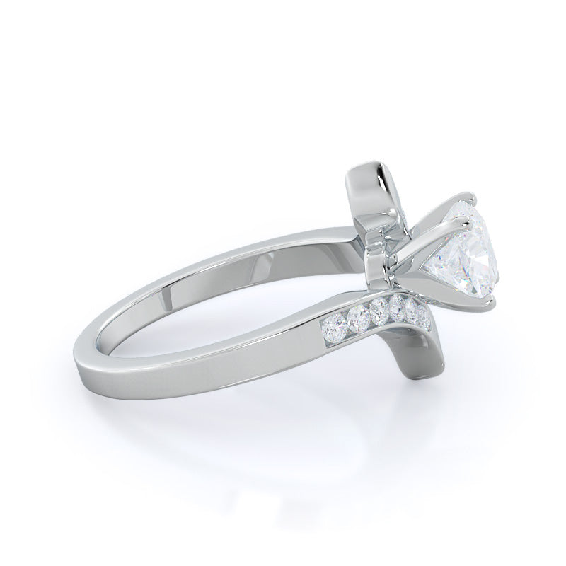 Cushion Cut Tapered Diamond Engagement Ring with Lab Grown Diamond in 14KT Platinum view 3
