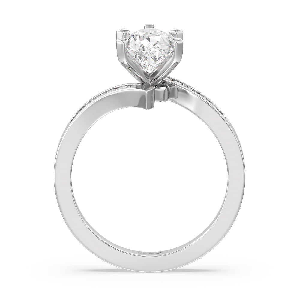 Pear Cut Tapered Diamond Engagement Ring with Lab Grown Diamond in 14KT Platinum view 2
