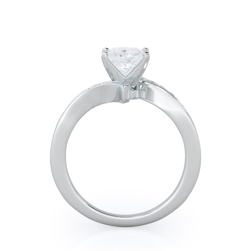 Princess Cut Tapered Diamond Engagement Ring with Lab Grown Diamond in 14KT Platinum view 2
