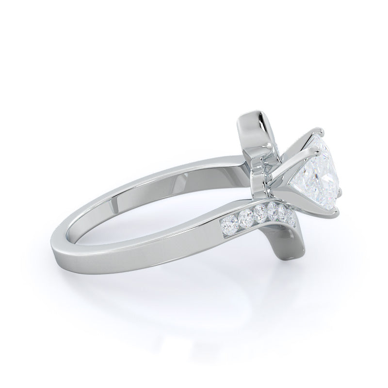 Princess Cut Tapered Diamond Engagement Ring with Lab Grown Diamond in 14KT Platinum view 3
