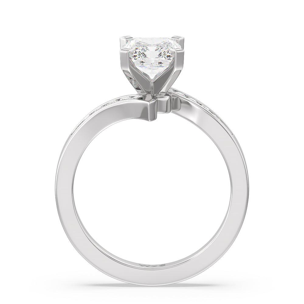 Radiant Cut Tapered Diamond Engagement Ring with Lab Grown Diamond in 14KT Platinum view 2

