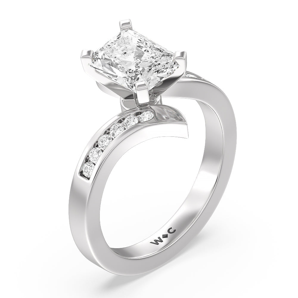Radiant Cut Tapered Diamond Engagement Ring with Lab Grown Diamond in 14KT Platinum view 3
