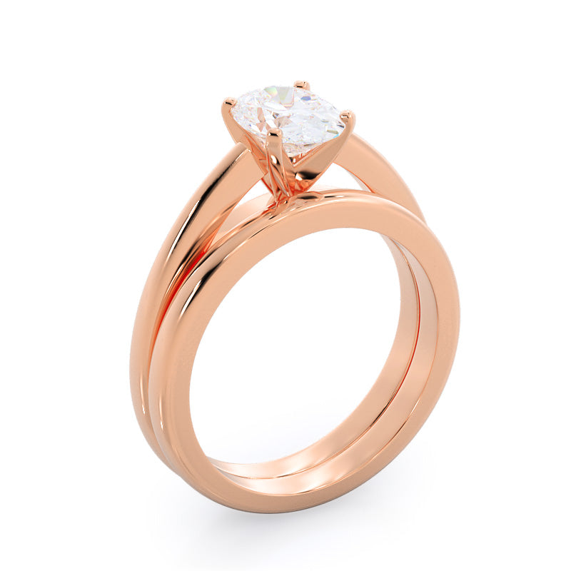 Classic Cathedral Solitaire Engagement Ring with Marquise Cut Diamond in 14KT Rose Gold view 4
