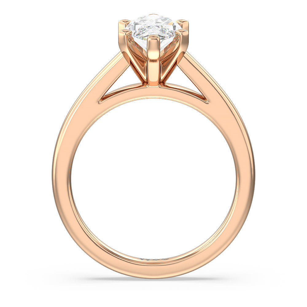 Classic Cathedral Solitaire Engagement Ring with Marquise Cut Diamond in 14KT Rose Gold view 2
