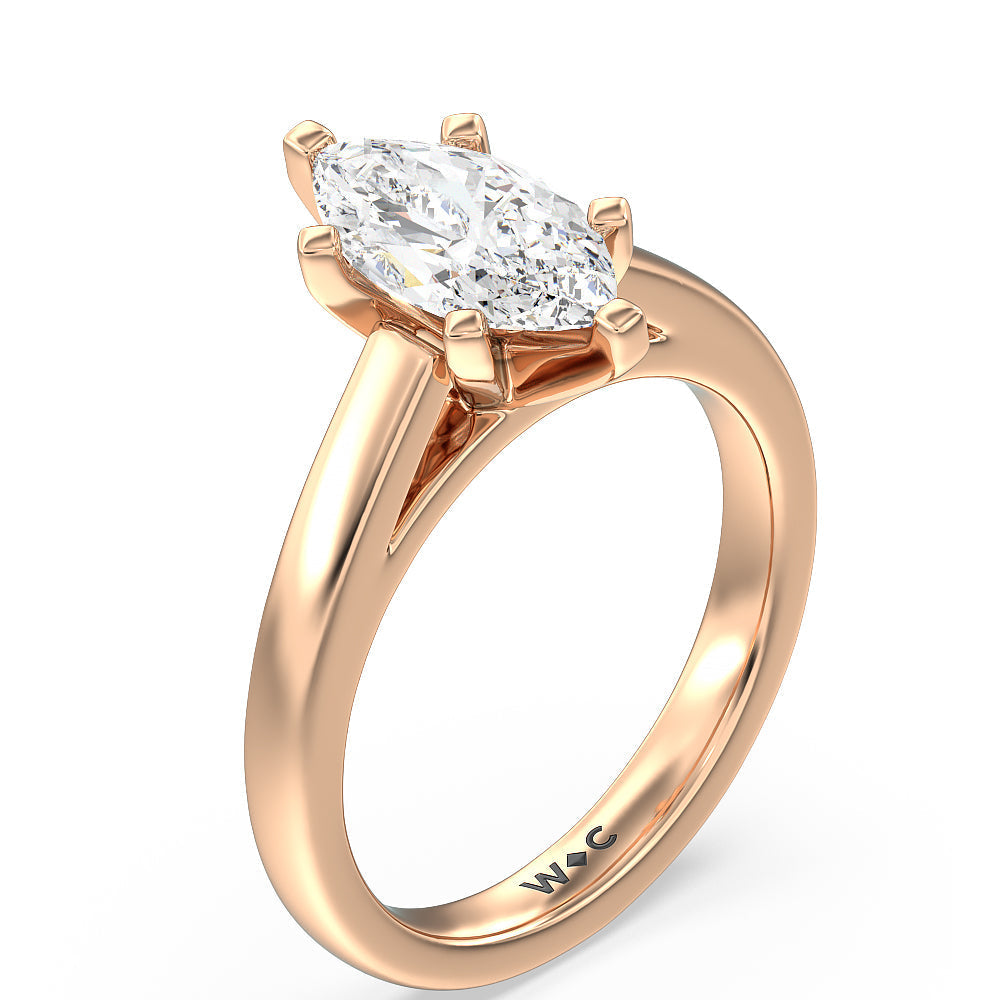 Classic Cathedral Solitaire Engagement Ring with Marquise Cut Diamond in 14KT Rose Gold view 3
