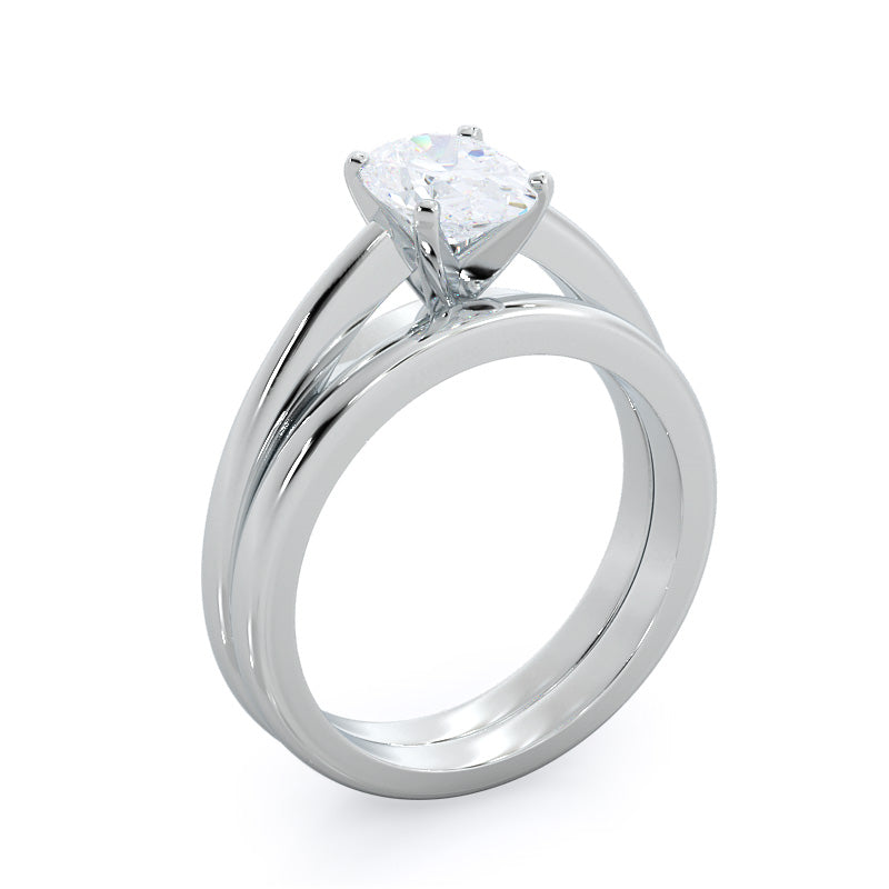 Classic Cathedral Solitaire Engagement Ring with Marquise Cut Diamond in 14KT Platinum view 4
