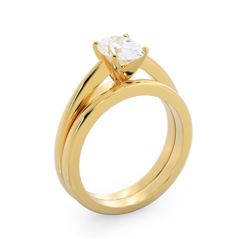 Classic Cathedral Solitaire Engagement Ring with Marquise Cut Diamond in 14KT Yellow Gold view 4
