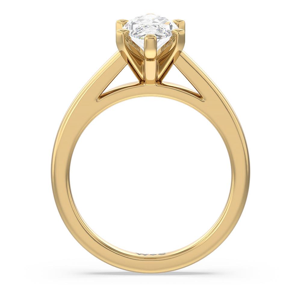 Classic Cathedral Solitaire Engagement Ring with Marquise Cut Diamond in 14KT Yellow Gold view 2

