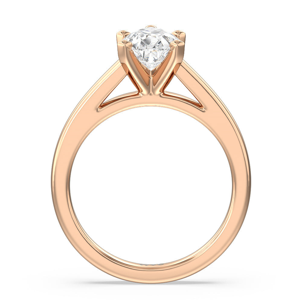 Classic Cathedral Solitaire Engagement Ring with Pear Cut Diamond in 14KT Rose Gold view 2
