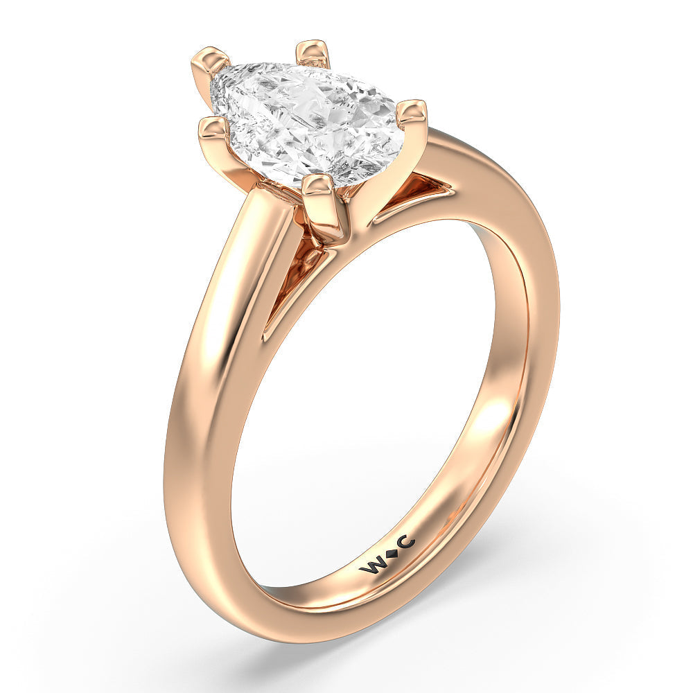 Classic Cathedral Solitaire Engagement Ring with Pear Cut Diamond in 14KT Rose Gold view 3
