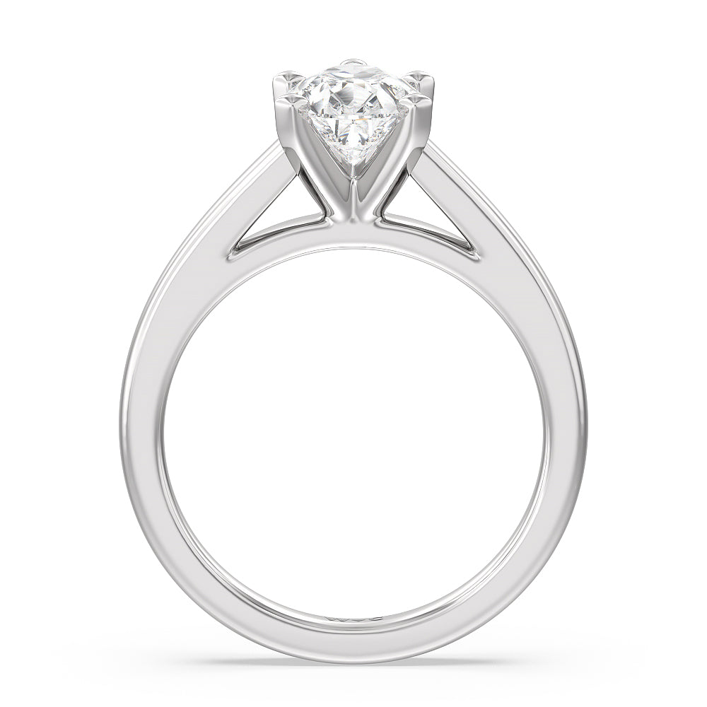 Classic Cathedral Solitaire Engagement Ring with Pear Cut Diamond in 14KT Platinum view 2
