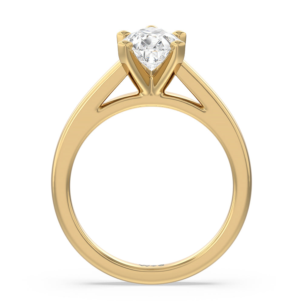 Classic Cathedral Solitaire Engagement Ring with Pear Cut Diamond in 14KT Yellow Gold view 2

